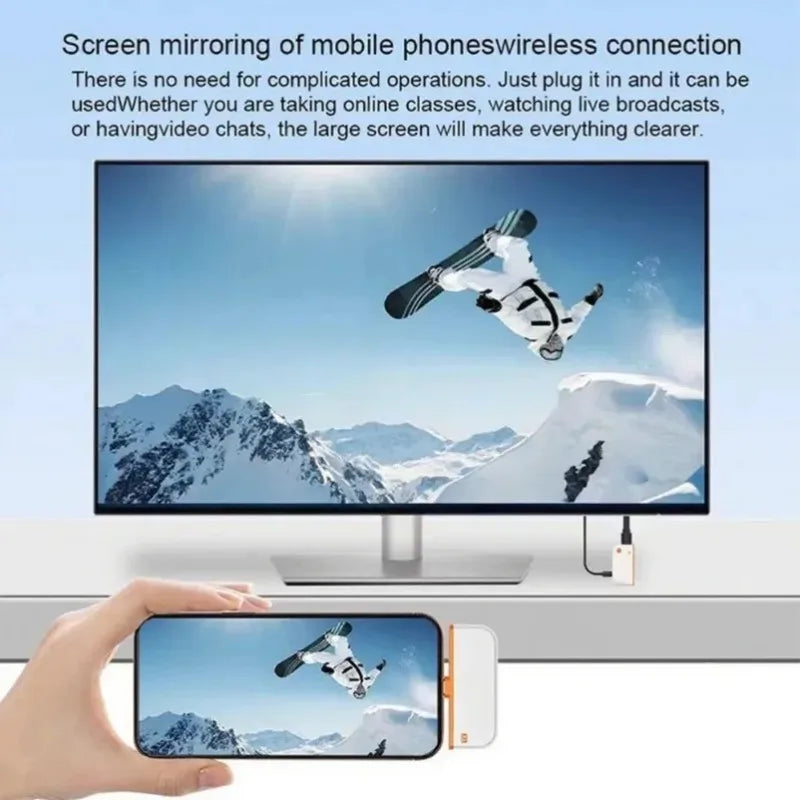 50m Type C HDMI-Compatible Wireless Video Transmitter Receiver Extender Adapter TV Stick Dongle for Laptop PC Phone TV Monitor Vue