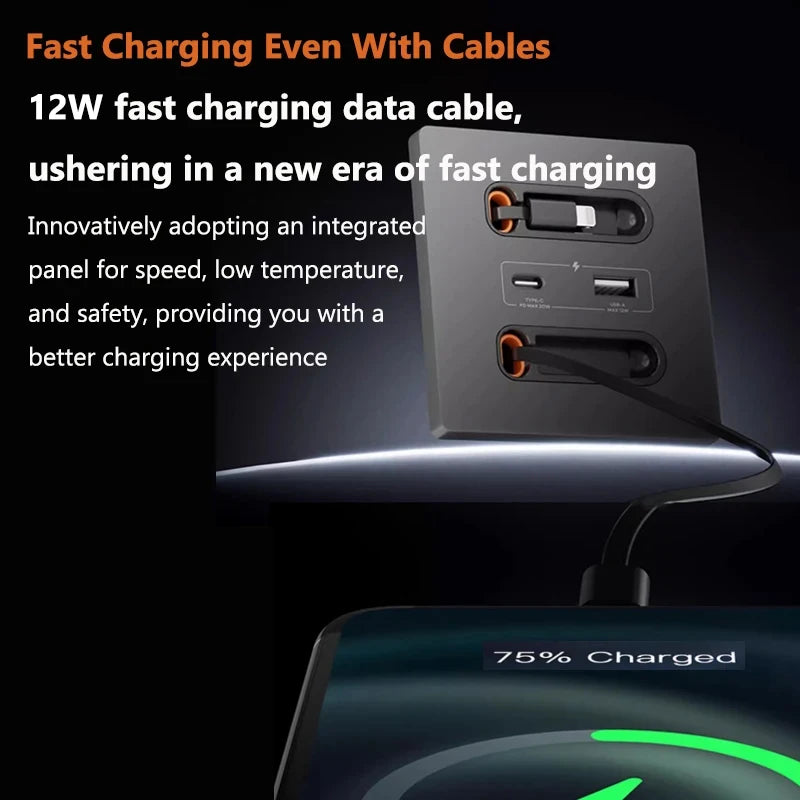 Universal Smart Socket With Charging Line 12W Fast Charge USB C Port PC Power Wall Panel, Mobile phone Charging Type C Outlet Vue