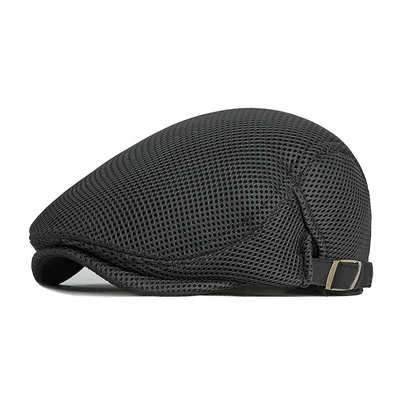 1Pc Men's Casual Hat Berets Caps For Spring Summer Autumn Flat Cap Breathable Mesh Cap Flat Peaked Beret Hats Golf Hat Vue Black