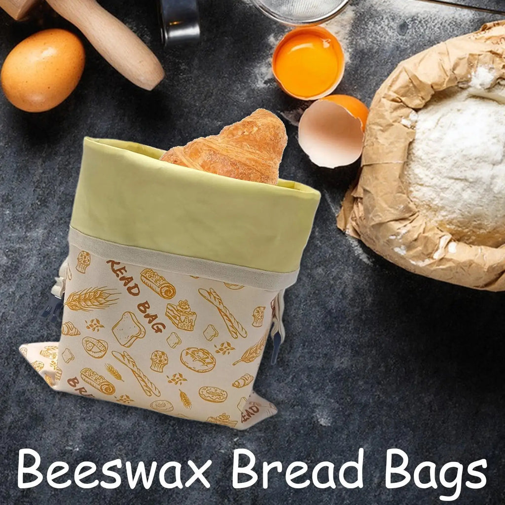 Reusable Beeswax Food Storage Bags Large Size 30x39cm Breathable Bread Loaf Pouch Portable Organizer for Bakery Sandwich Kitchen Vue
