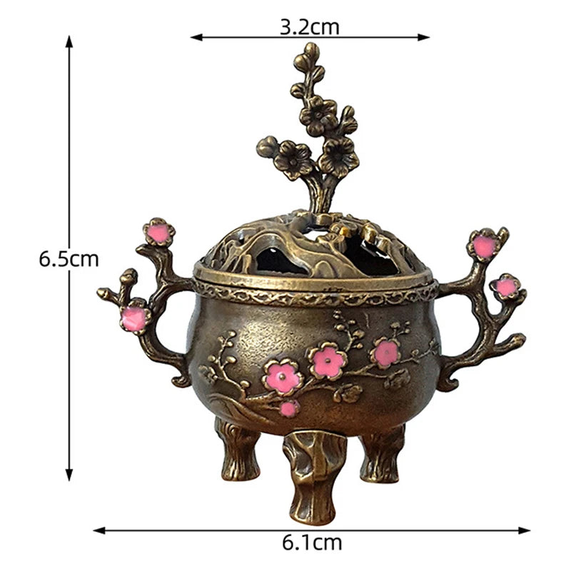 Mini Plum Blossom Lucky Incense Burner Metal Lotus Incense Burner Bowl Incense Holder With Handle Yoga Meditation Home Decor Vue