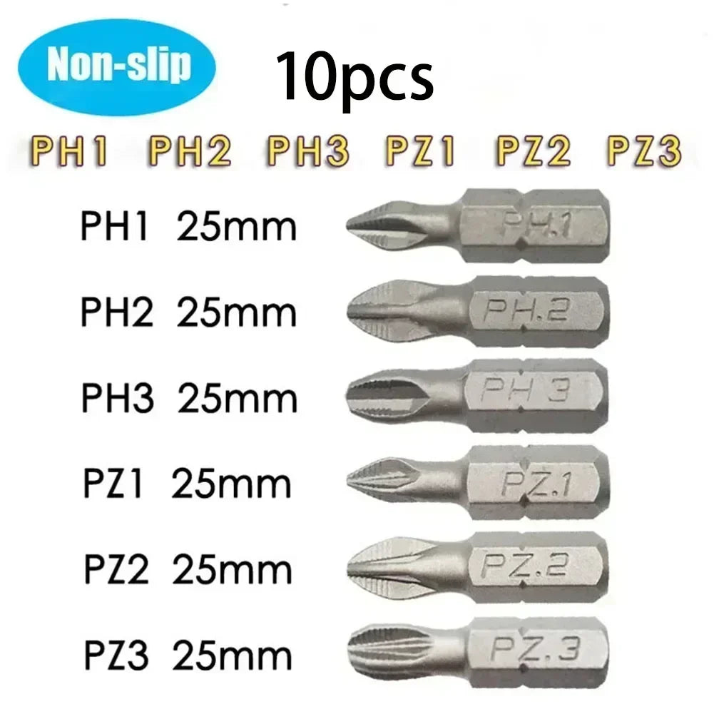 10-Pc Magnetic Hex Shank Screwdriver Bit Set PH PZ 25mm Screwdriver Bit Set Vue