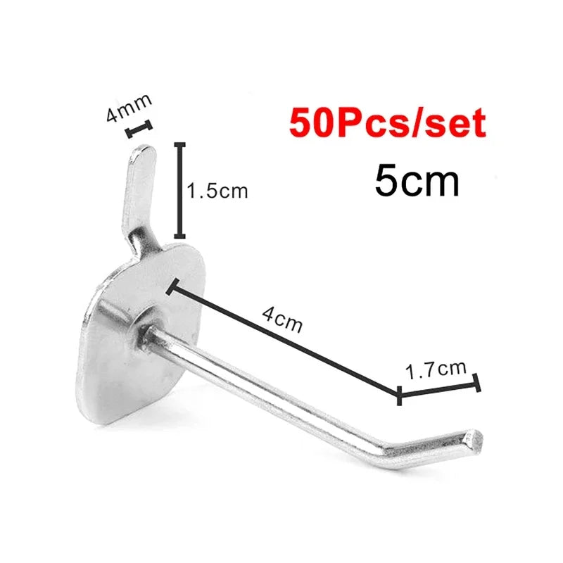 50-Pack Iron Pegboard Hooks – Single Peg Storage & Display Pegboard Hook Set Vue