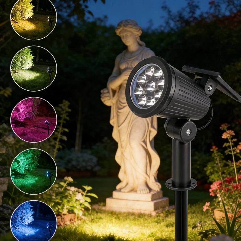 Solar LED Spotlight 9LEDs Outdoor IP65 Waterproof Adjustable Brightness Landscape Light for Garden Yard Path Lawn Decor Vue