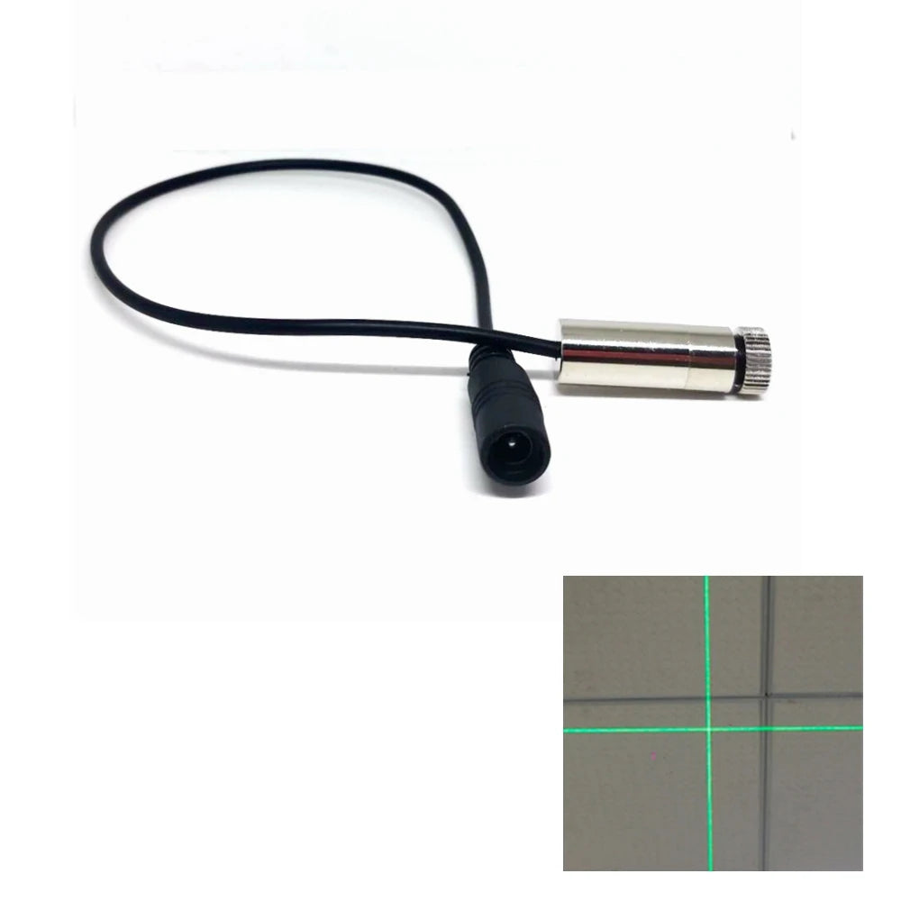 Focusable 515nm 520nm 10mW Laser Module Cross/Line/Dot Green Beam With 5V AC Power Adapter 12*35mm Vue Cross None