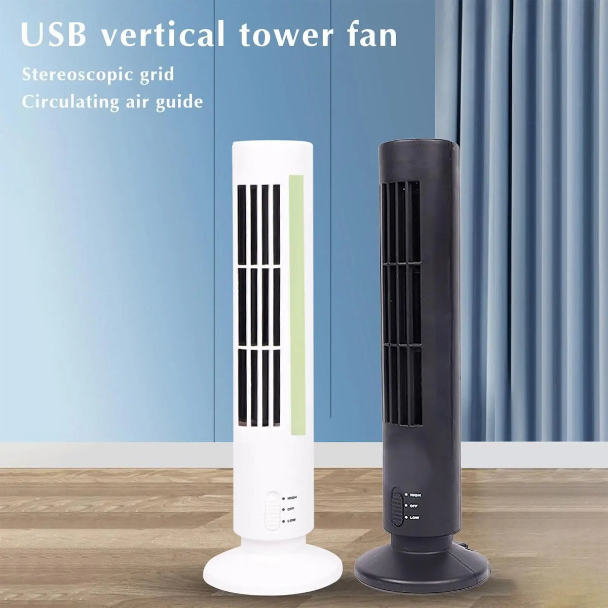 Bladeless Tower Fan with Powerful Airflow - Quiet Plug-in Standing Fan Space Saving for Bedroom, Office, Garage, Room, Dorm Vue