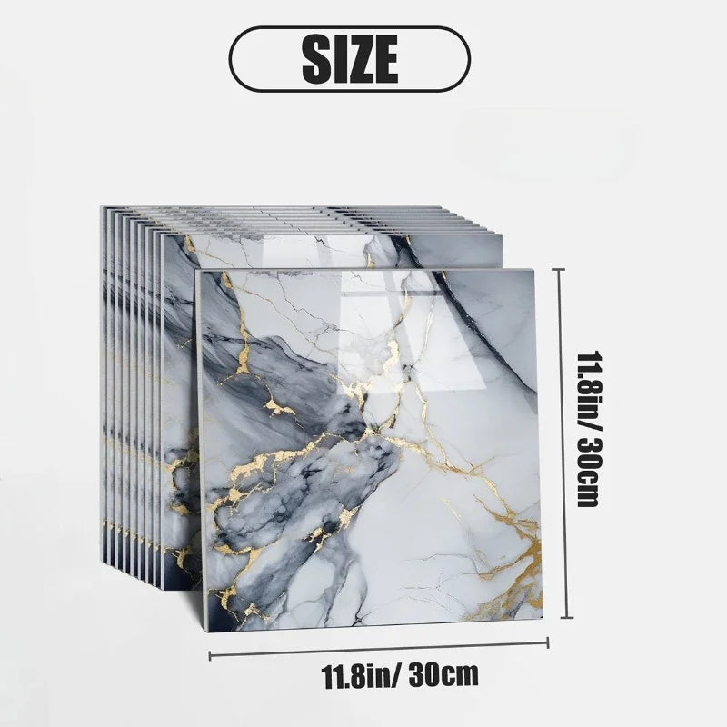 10PCS 30X30CM Faux Marble Wall Sticker Waterproof Oil Proof Self Adhesive for Kitchen Bathroom Tile Countertop Refurbishment Vue