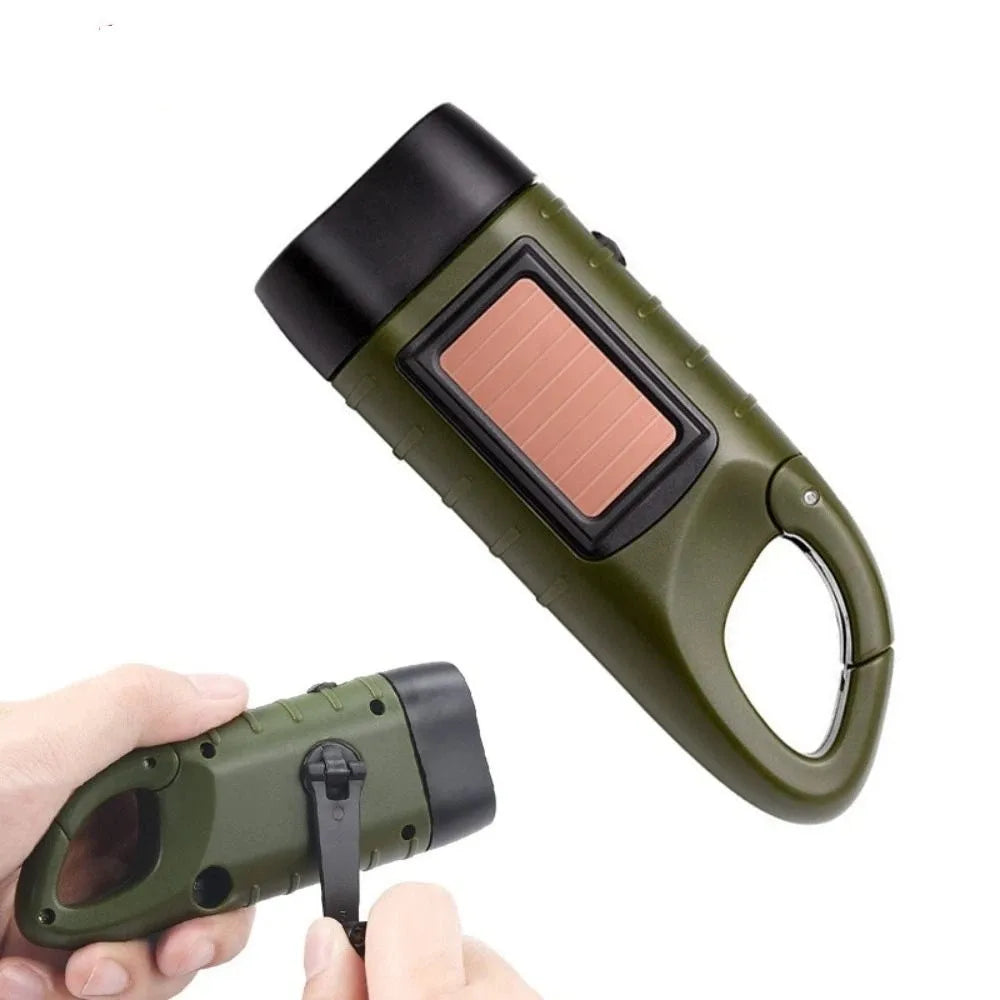 Hand Crank LED Flashlight Solar Powered Energy Saving Charging Torch Portable Rechargeable Outdoor Camping Flashlight Vue