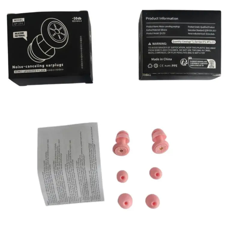 Reusable Silicone Earplugs Strong Sound Insulation Multiple Sizes Ear Vue Pink