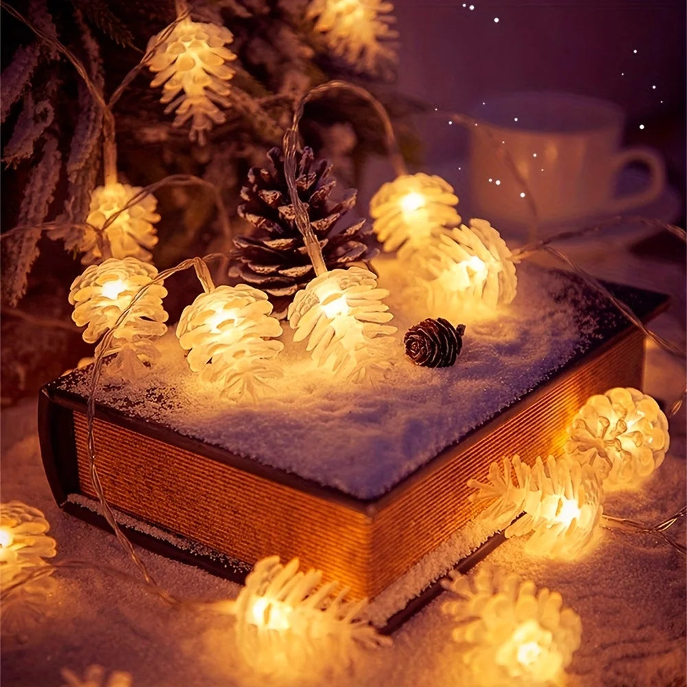 1PC 1.5/3M Battery Powered Pinecone Fairy String Lights, LED Christmas Tree Lights with Pine Cones for Living Room,Bedroom,Party Vue