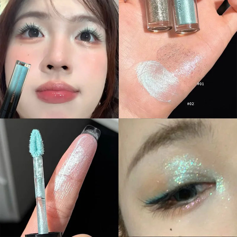 Liquid Eyeshadow Highlighter Waterproof Ultra Shiny Long-lasting Mint Green Monochrome Glitter Enhances Silkworm Eyeshadow Vue