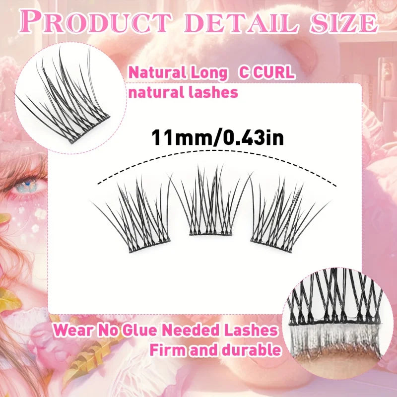 Self-Adhesive Eyelashes - No Glue Needed, C-Curl, Japanese-Korean Beauty Series for Everyday &Special Events-Beginner-Friendly Vue