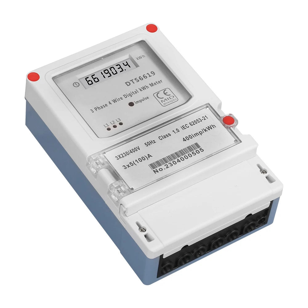 AC400V 5-100A 50Hz Three Phase 4 Wires LCD Digital Energy Meter kWh Power Consumption Electricity Measurement Wall-mounted Vue