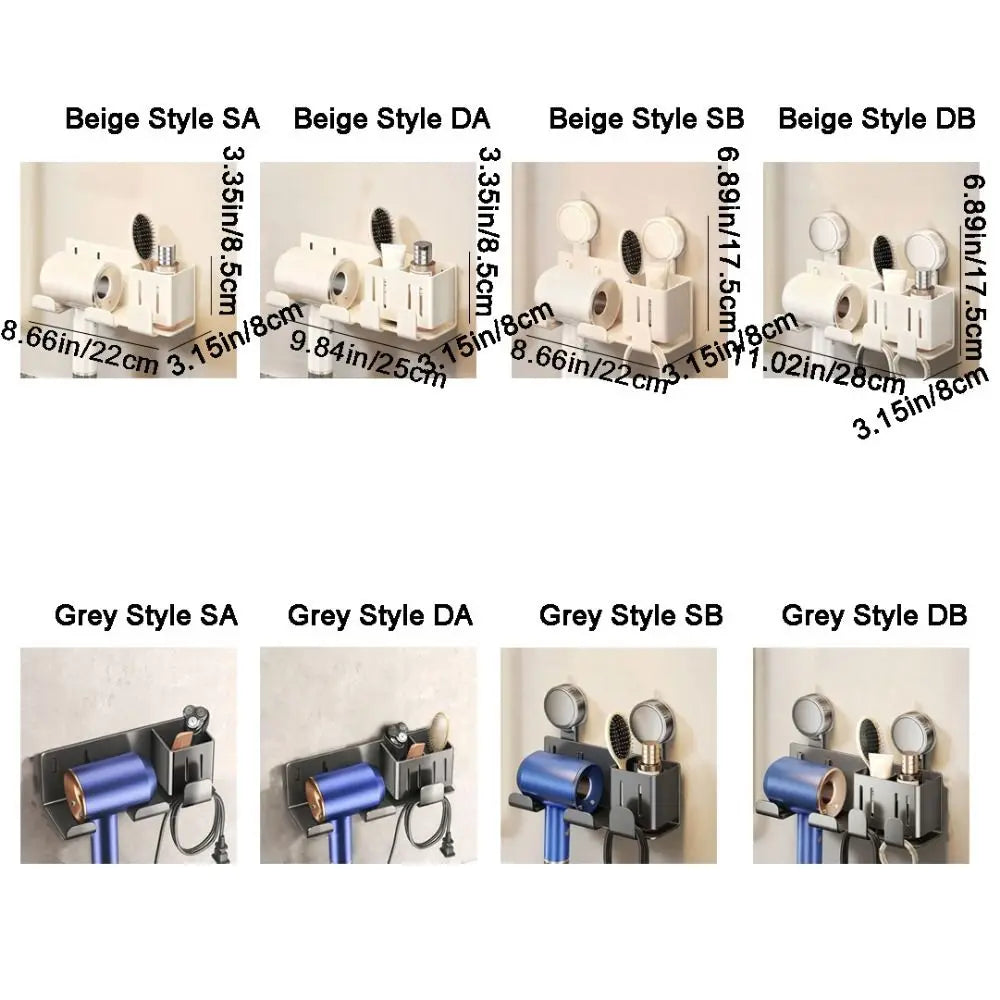 Carbon Steel Suction Cup Hair Dryer Holder No-Drill Wall Mounted Hair Dryer Storage Rack Removable Space Saving Vue