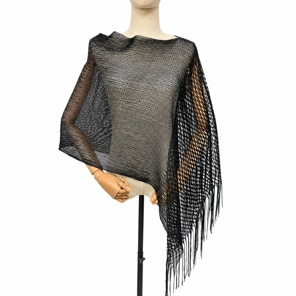 Multicolor Hollow Out Shawl Solid Tassel Sun Protection Gold Silver
