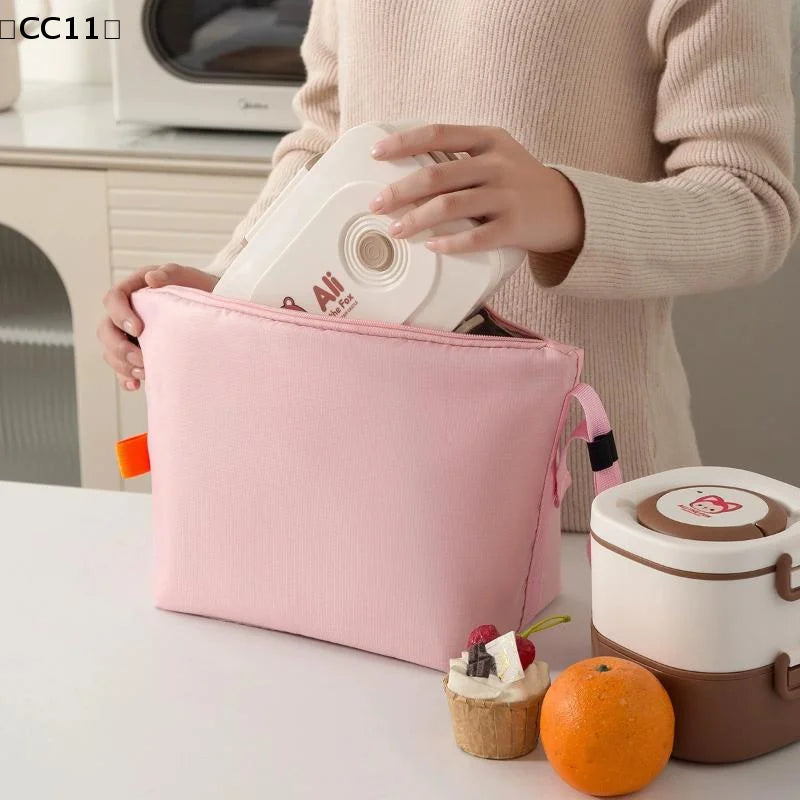 Insulated Lunch Bag Solid Color Aluminum Foil Rice Bag Meal Pack Ice Pack Portable Dinner Picnic Food Storage Handbag〔CC11〕 Vue