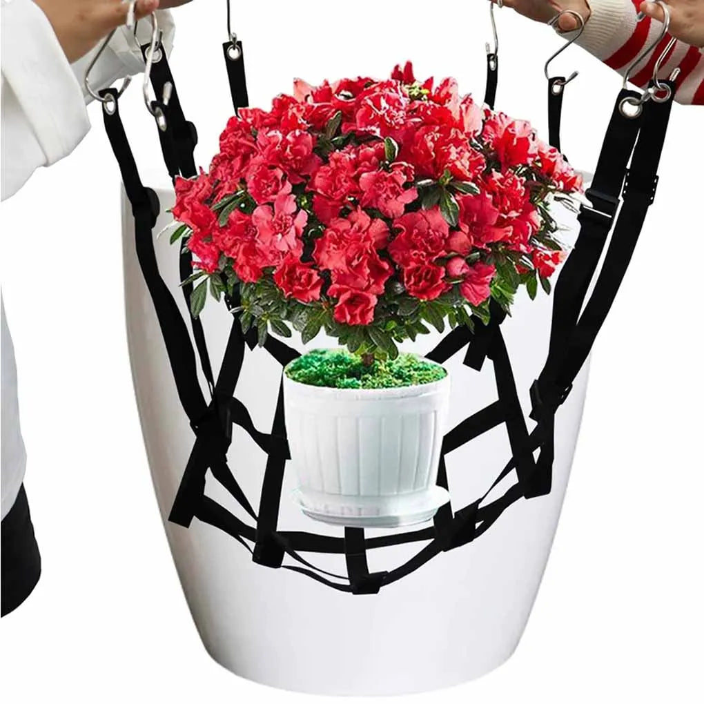 40x40cm Planter Lift Insert Net Djustable Height Plant Lift Net Hanger With 8 Hooks For Plant Flower Pots Containers Vue