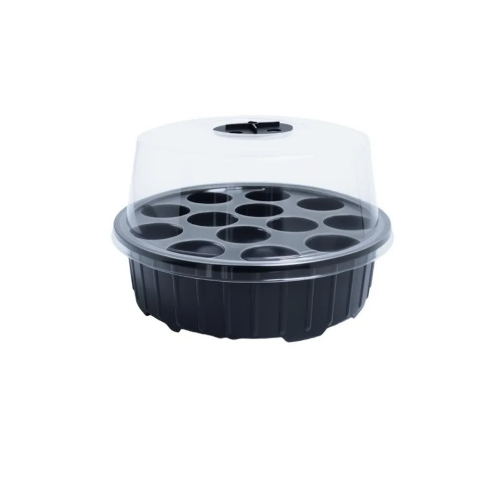 13 Hole Plant Seedling Tray Transparent Cover Insulated Hydroponic Seedling Tray Moisture Retention Plastic Vue Black