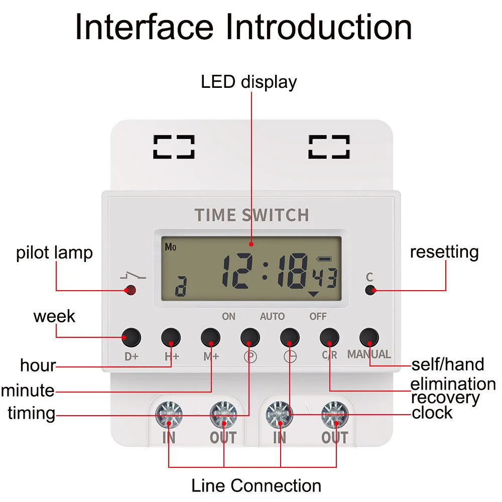 220V Timing Switch Time Controller Programmable Time Controller Switch Relay LCD Display 28 Groups Number Setting Timing Switch Vue Default Title