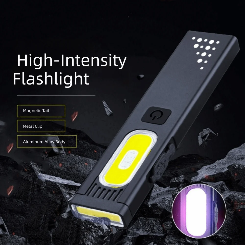 Mini Portable Mini Flashlight Multi-Mode Rechargeable Emergency Work Light with Magnetic Grip Waterproof Torch Light Home Use Vue