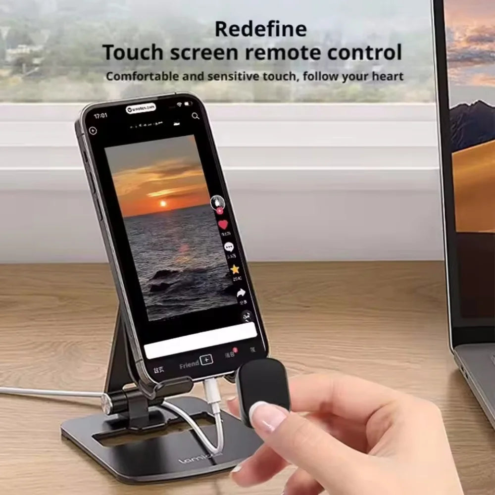 Mini Wireless Remote with Touchpad Scrolling Ring Bluetooth Page Turner for iPhone Android iPad Controller USB Rechargeable Vue