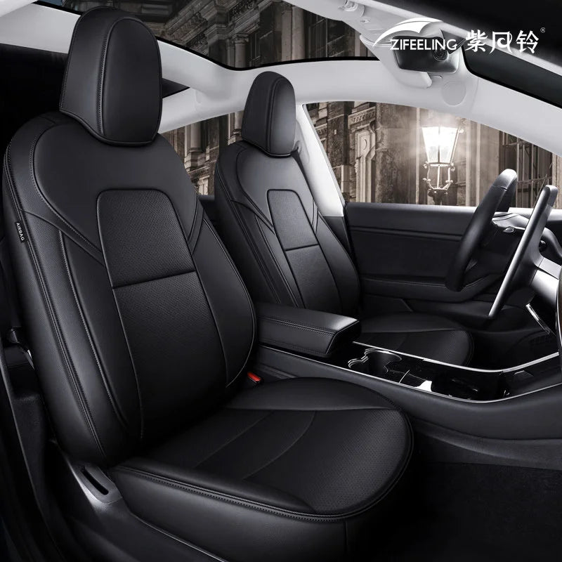 For Tesla Model 3 Model Y 2017-2025 Premium Car Seats Cover Nappa Leather Full Surround Style Cushion Interior Accessories Vue