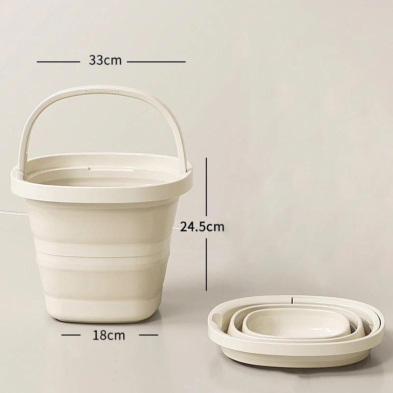 Folding Water Bucket, Large-capacity Multifunction Thickened Hand-held Bucket Outdoor Fishing Plastic Water Bucket〔CC11〕 Vue A3