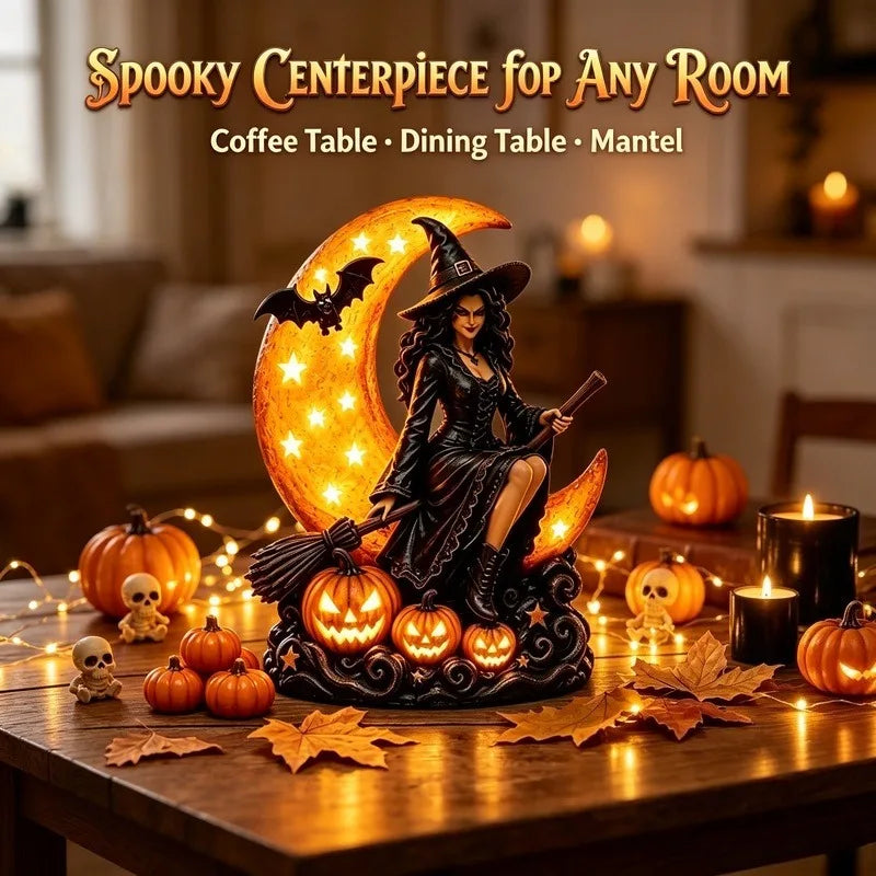 Halloween LED Table Decor, Light Up Witch Figurine Lamp Spooky Centerpiece for Home Party Decoration Vue