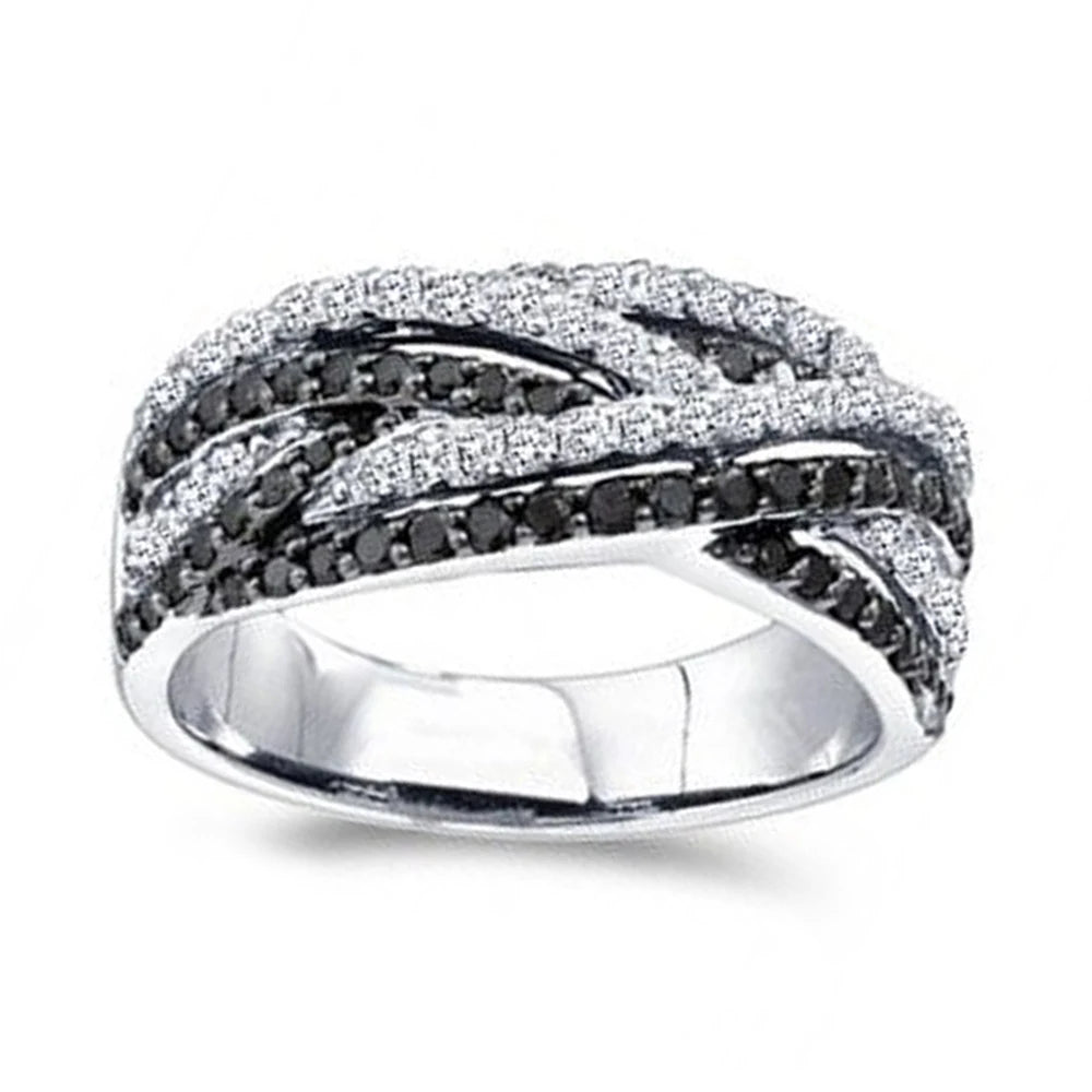 Huitan Black White Cubic Zirconia Women's Ring | Wedding Jewelry Fashion Ring Vue