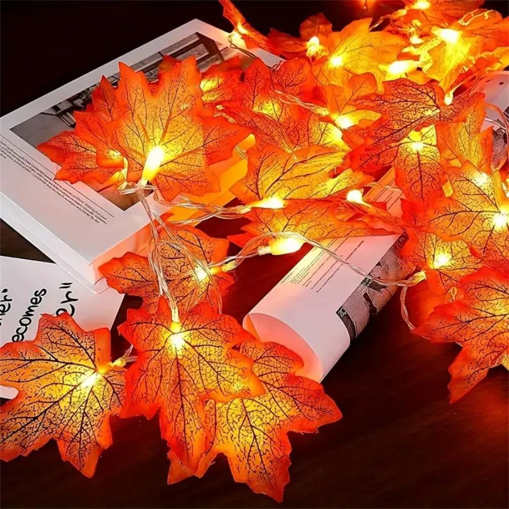 1PC 10/20LED Red Maple Leaf String Lights, Indoor Decor for Bedroom, Holiday Lighting for Halloween Thanksgiving Christmas Vue