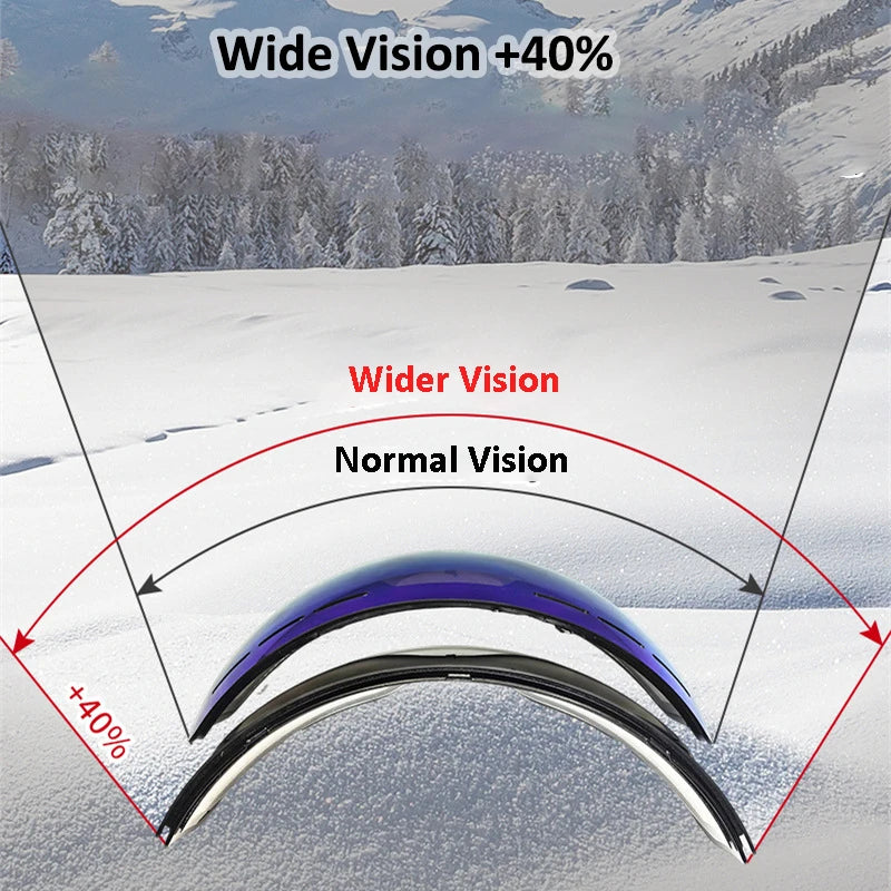 Snowboard Goggles Snow Wide Vision Over Glasses UV Protection Anti Fog Unisex Winter Goggles Vue