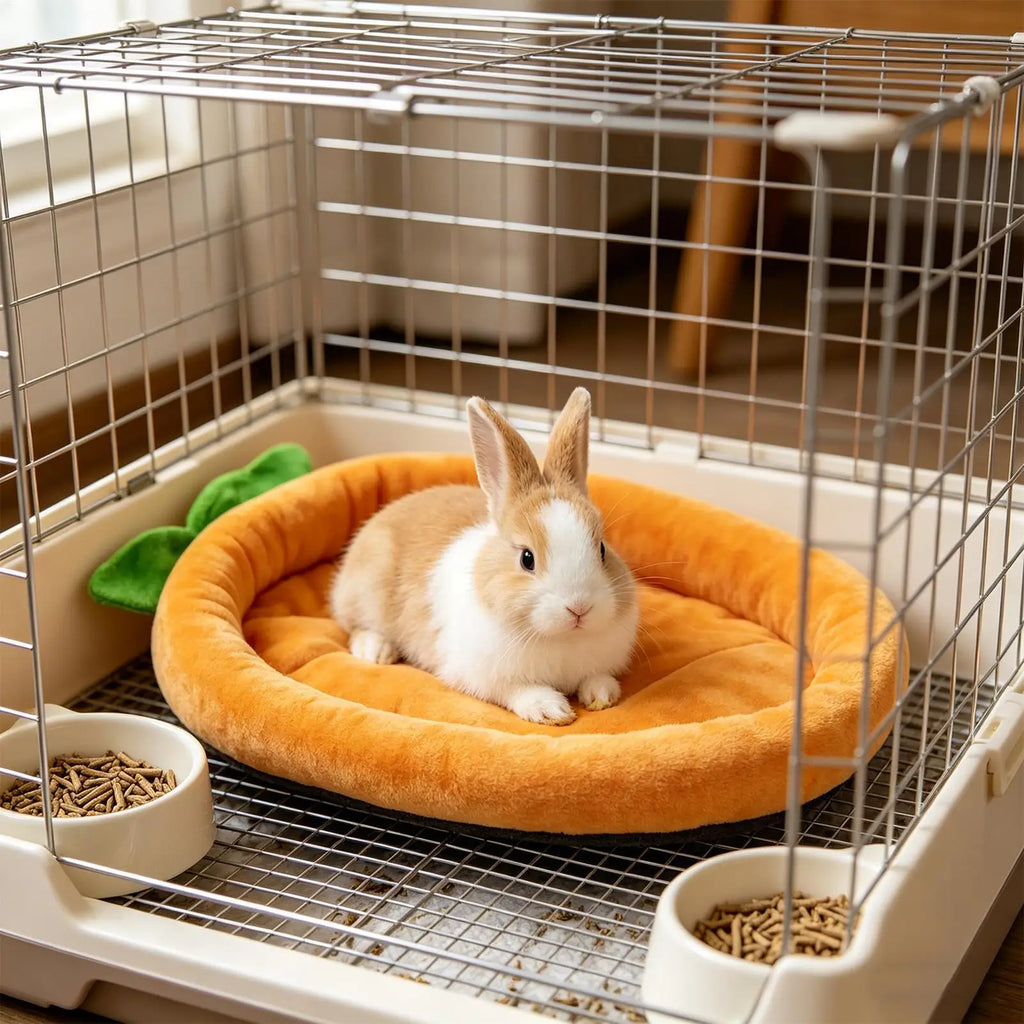 Carrot Shape Sleeping Mat Bunny Bed Soft Warm Rabbits Bed Carrot Shape for Pet Chinchilla Guinea Hedgehog Indoor Outdoor Couch Vue