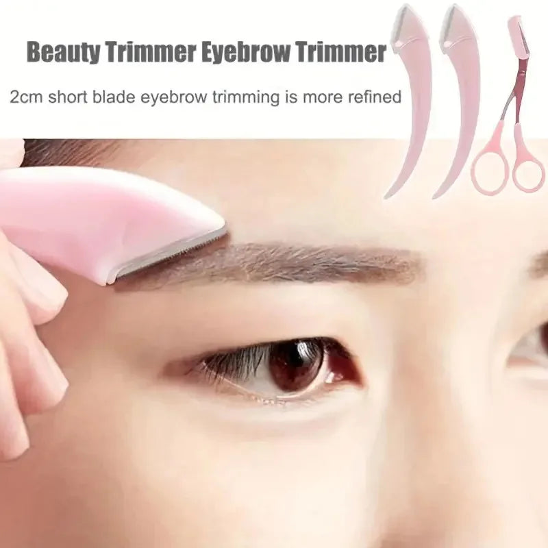 Eyebrow Trimmer Set, Curved Eyebrow Razor, Eyebrow Scissors with Comb, Convenient Easy Beauty Tools for Beginners Vue