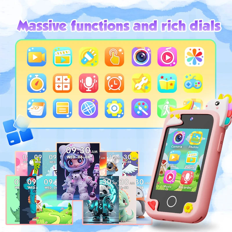 New Mini Phone Children Toy Musical Unicorn Dinosaur Baby Mobile Camera MP3 Player Educational Toys Kids Christmas Birthday Gift Vue