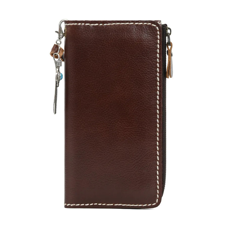 New Men's Wallet Multi-card Leather Change Bag Ultra-thin First-layer Cowhide Zipper Card Clip Vue Brown
