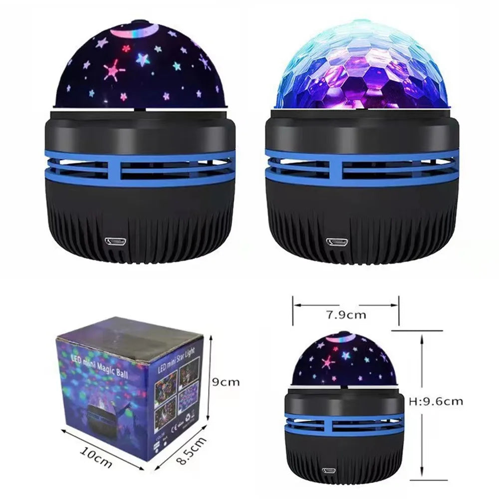 LED Starry Sky Lights Bedroom NightLights 5V USB Decoration Atmosphere Projector Lamp 360° Rotating For Weddings Christmas Vue