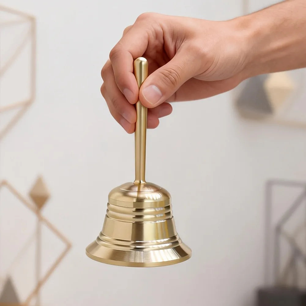 Rattle Sound-producing Solid Brass Call Bell with Bell Clapper Crisp Sound Dining Bell Polishing Vintage Hand Bell School Vue