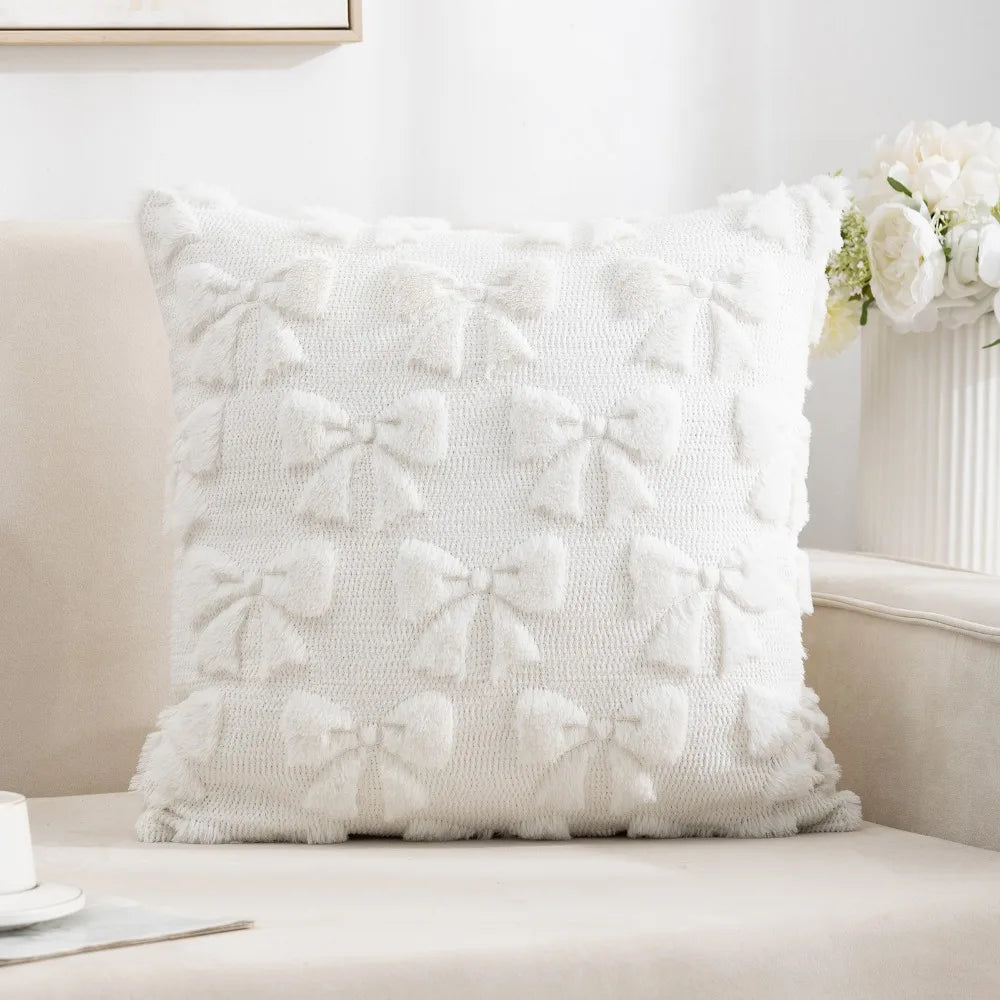 Comfortable Plush Rabbit Throw Pillow Cover Warm 45cm Pillowcase Square Sofa Cushion Cover Bedroom Vue Style F