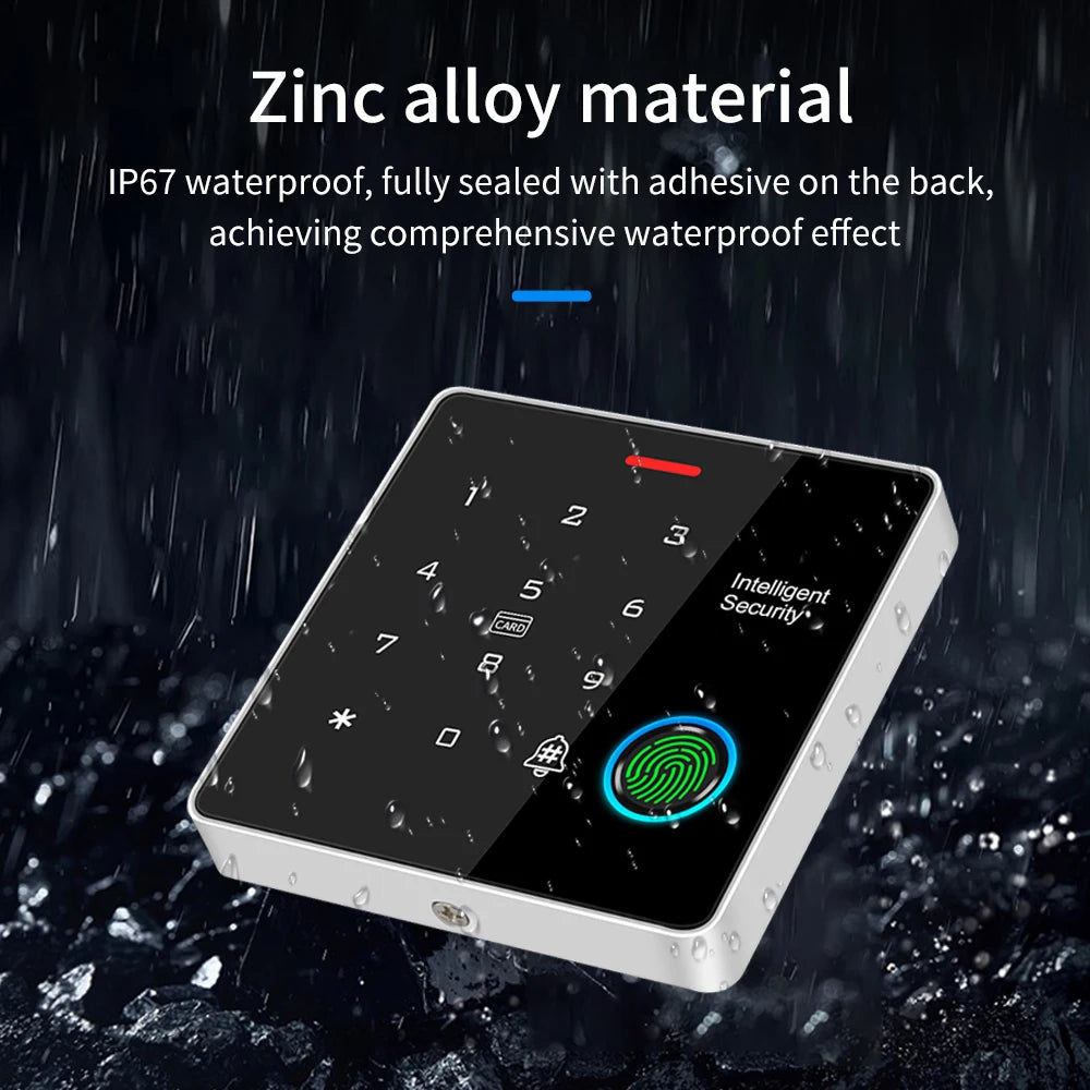 TF886 Fingerprint Keypad Standalone Rfid Card Reader for 12V Electric Access Control System Door Entry Zinc Metal Backlight Vue