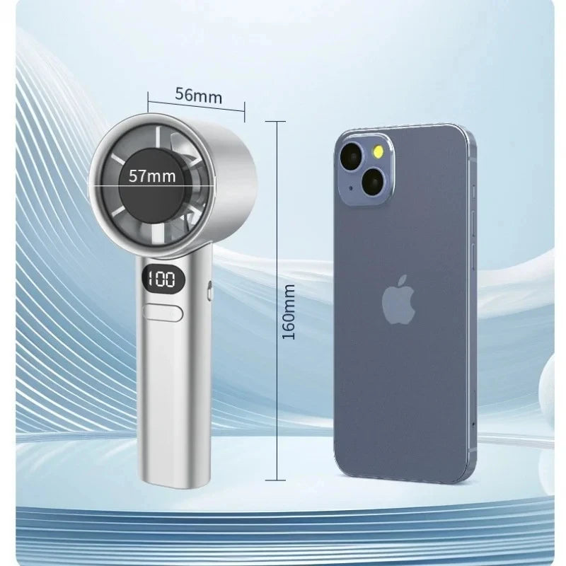 HOMEFISH Portable Handheld Fan USB Rechargeable Bladeless High-speed