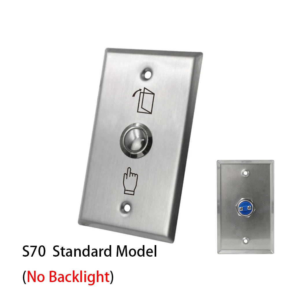 S50L Backlight Stainless Steel Exit Button Push Switch Door Sensor Opener Release for Magnetic Lock Access Control S70L Vue