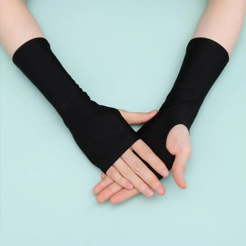 Sunscreen Protection Fingerless Long Gloves Women Arm Cool Summer