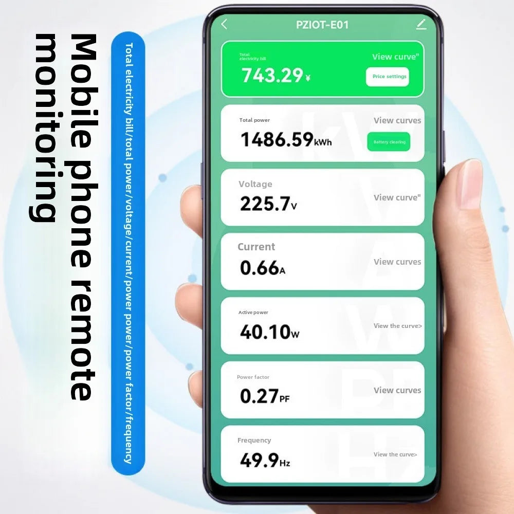 Tuya WiFi Smart Single Phase Energy Meter 6 In 1 AC Electric Din Rail Smart Power Consumption Meters Wattmeter Voltmeter Ammeter Vue