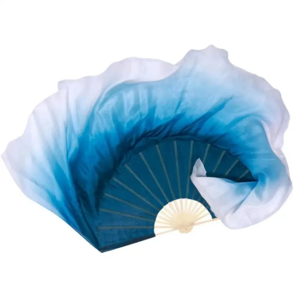 Creative Chinese Classical Dance Fan Traditional Gradient Ink Blue Hand Fan Double-Sided Hand Dye Folding Fan Adults Vue Style A S