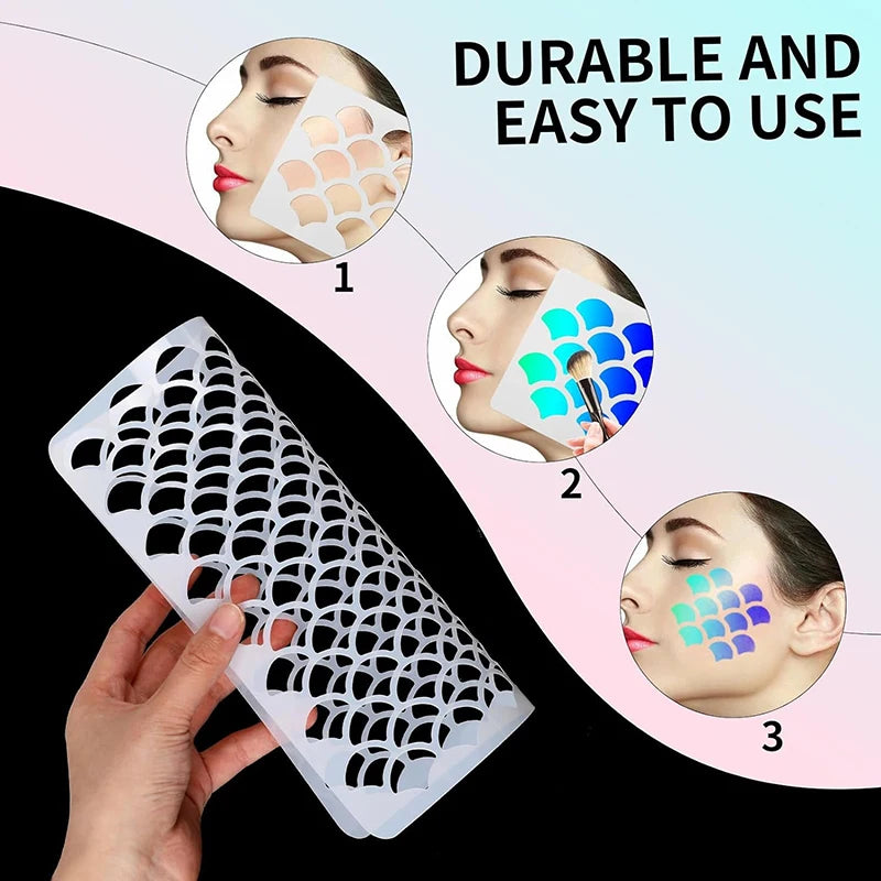 4/5/6/10 pcs Fish Scale Stencil Face Painting Stencils Stencils For Painting Makeup Stencil Reusable Face Paint Stencils Vue