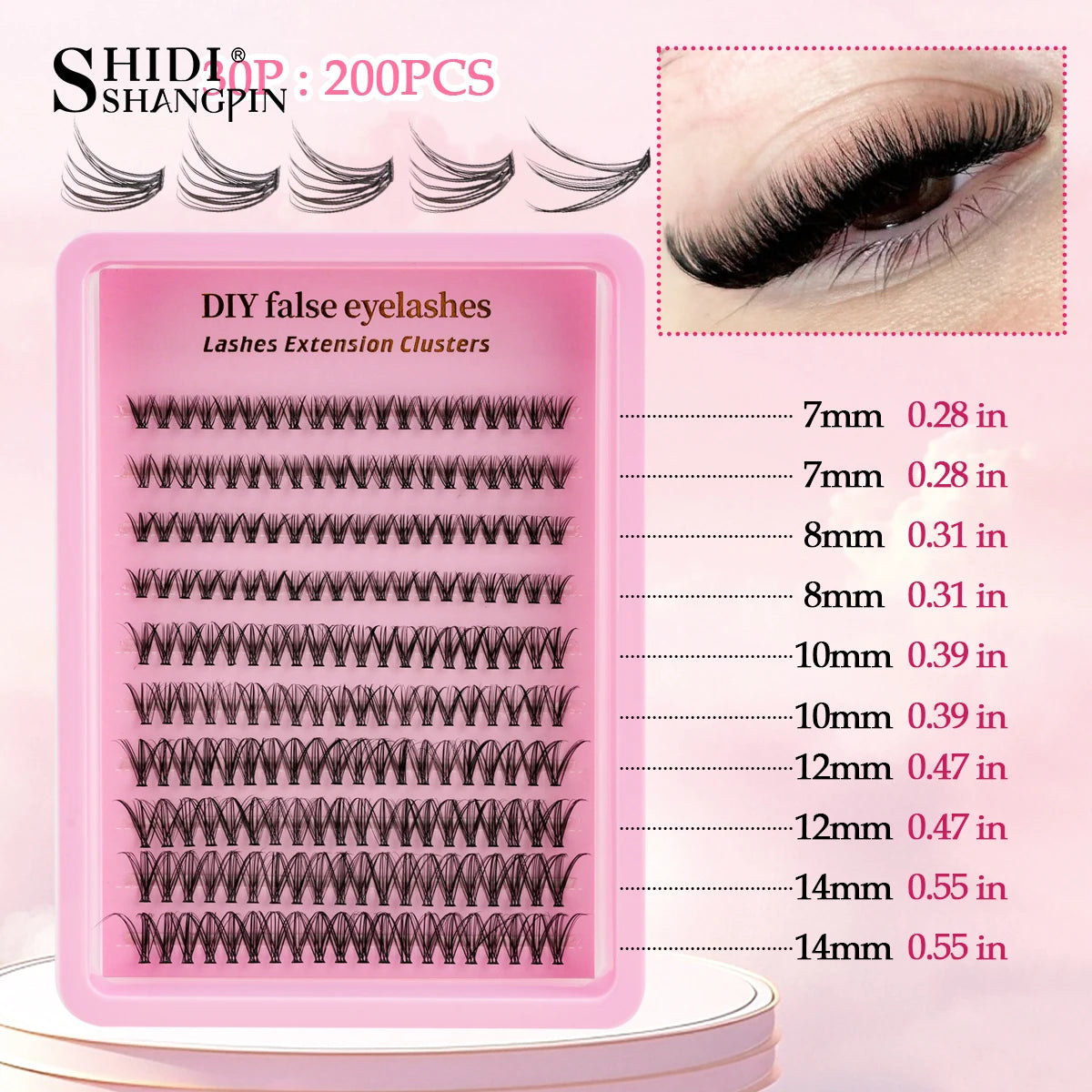 3/10 Row Cluster Lashes 60-120-200pcs 30D 7-14mm Mixed Lengths Ultra-Nature Look Thin Ultra-Soft Light Reusable For Beginners Vue 30P