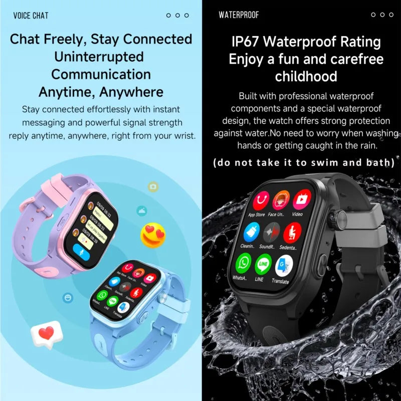Smart Watch Kids 4G GPS WIFI Video Call APP Download SOS Children Phone Call Smartwatch Monitor Location Tracker Boys Girls Gift Vue