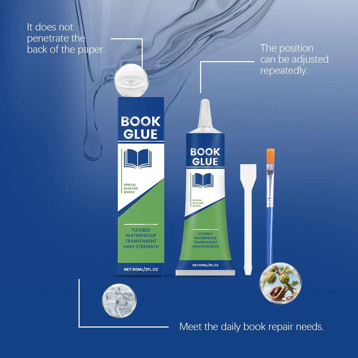 Book Binding Glue 60ml Transparent Paper Book Repair Glue Flexible Sealant DIY Paper Crafts 3D Book Student Stationery adhesives Vue