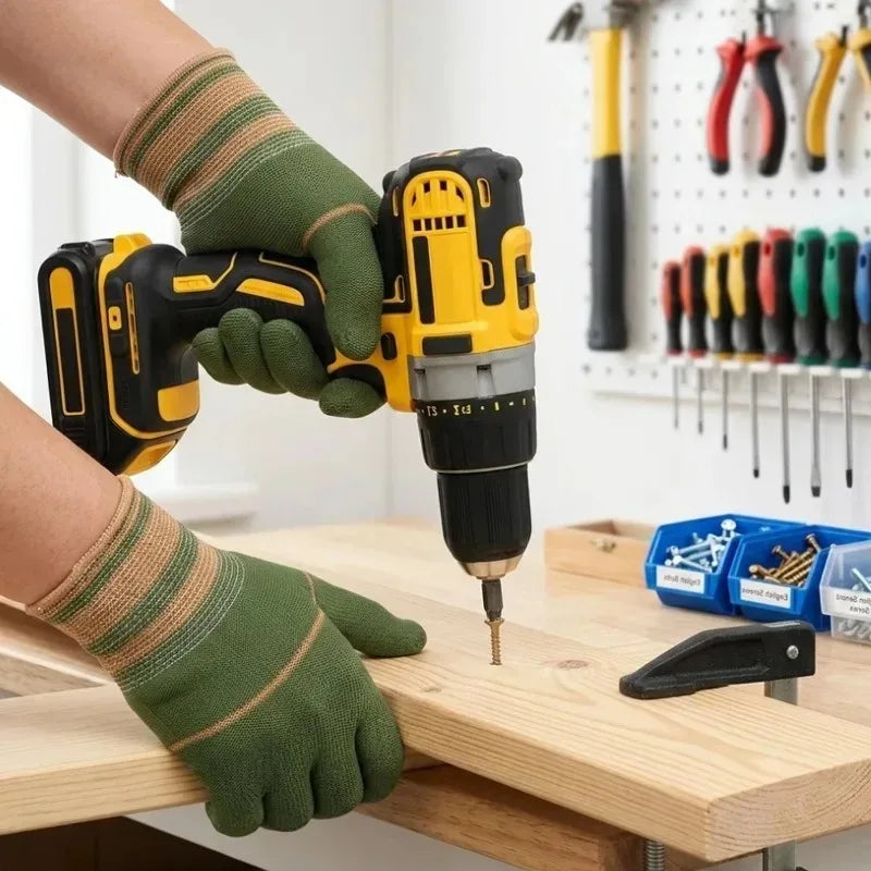 12-48Pairs Durable Gloves Breathable Lightweight Soft Abrasion Resistant for Labor Work Men Women Flexible Grip Home Vue