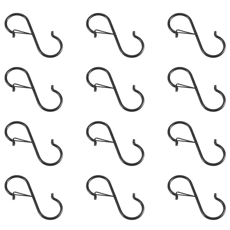ABKW-S Hooks For Hanging - S Shaped Hooks For Kitchen Utensil And Closet Rod - Black S Hooks For Hanging Plants,Pots Vue